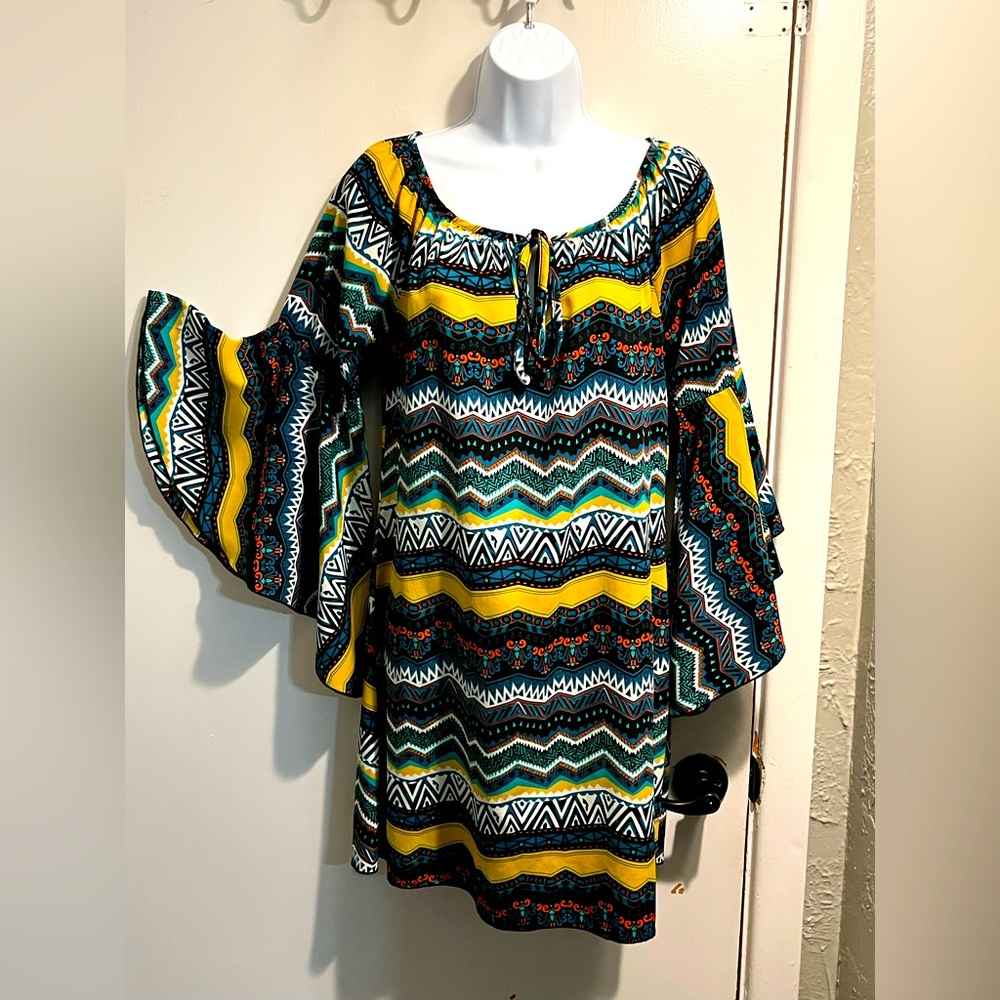 R. Rouge boutique tunic dress with bell sleeves